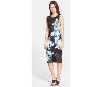Elie Tahari Emory Floral-Print Sheath Mesh Dress